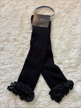 Velvet Heart Black Lace Trim Knee High Socks
